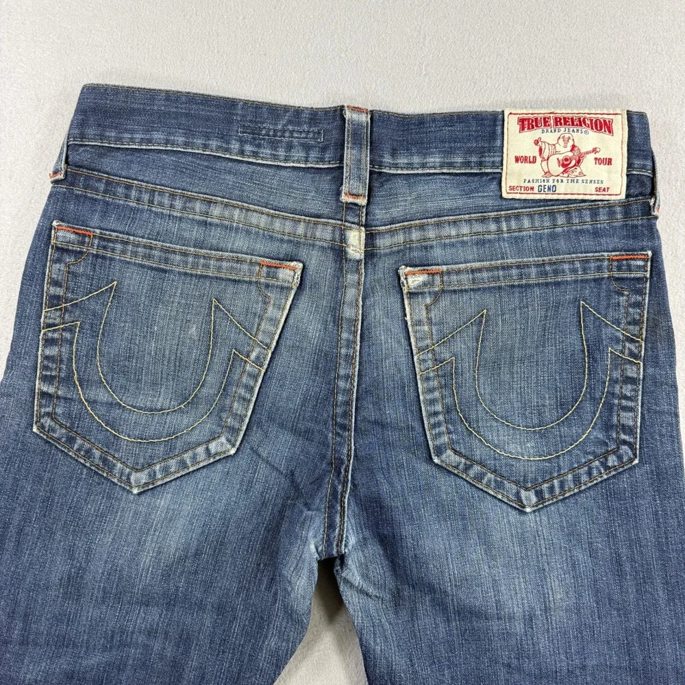 Vintage True Religion Geno Jean Men 34 Medium Wash Selvedge Denim Button Fly USA